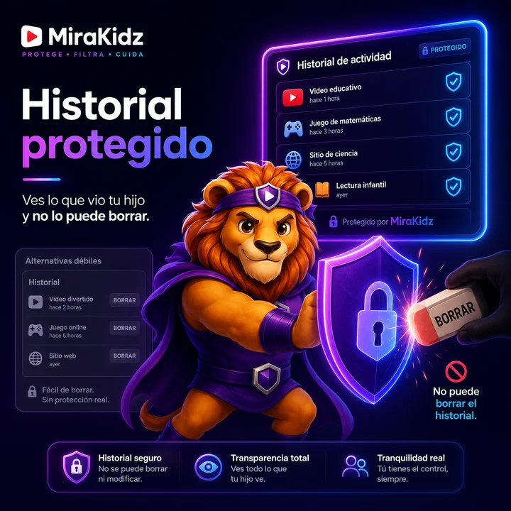 El historial de actividad de tu hijo no se puede borrar